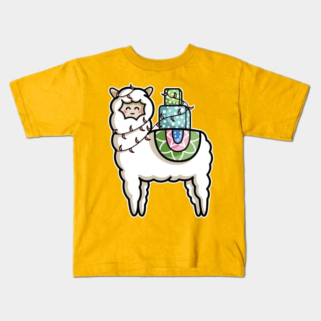 Gift Carrying Llama Kids T-Shirt by freeves